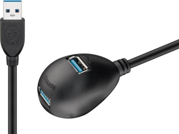 Goobay 95918, USB 3.2 Gen 1 (3.1 Gen 1) Type-A, USB 3.2 Gen 1 (3.1 Gen 1) Type-A, 5000 Mbit/s, Svart, Rund kabel, 1,5 m