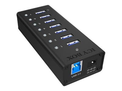 ICY BOX IB-AC618 - Hubb - 7 x SuperSpeed USB 3.0 - skrivbordsmodell
