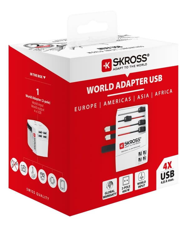 MUV USB 4xA, 2-pole travel adapter with 4x USB-A ports