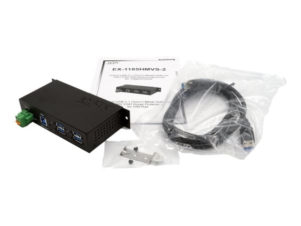 Exsys EX-1185HMVS-2 - Hubb - 4 x USB 3.2 Gen 1 - DIN-skenmonterbar - likström