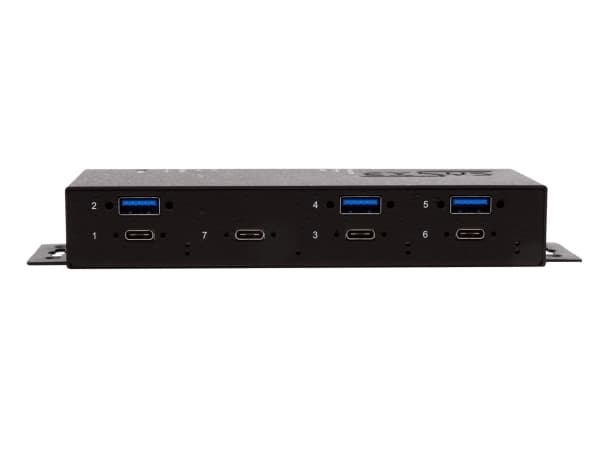 EXSYS EX-1237HMVS, USB 3.2 Gen 1 (3.1 Gen 1) Type-C, USB 3.2 Gen 1 (3.1 Gen 1) Type-A, USB 3.2 Gen 1 (3.1 Gen 1) Type-C, 5000 Mbit/s, Svart, Metall,