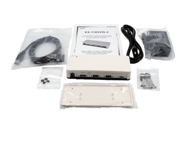EXSYS EX-1182VIS-2, USB 3.2 Gen 1 (3.1 Gen 1) Typ-B, USB 3.2 Gen 1 (3.1 Gen 1) Typ-A, USB 3.2 Gen 1 (3.1 Gen 1) Typ-C, Beige, Plast, 1,5 m