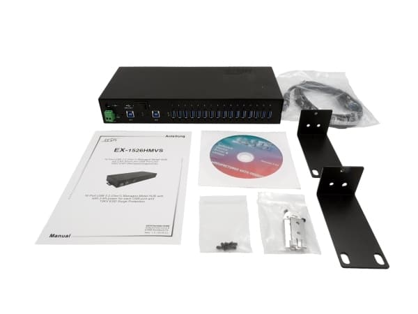 EXSYS EX-1526HMVS, USB 3.2 Gen 1 (3.1 Gen 1) Type-B, USB 3.2 Gen 1 (3.1 Gen 1) Type-A, 5000 Mbit/s, Svart, Metall