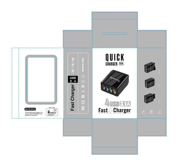 Vægadapter med 4 LED -porte