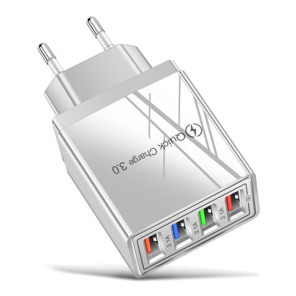 Vægadapter med 4 LED -porte Grå One-size