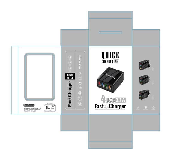 Vægadapter med 4 LED -porte