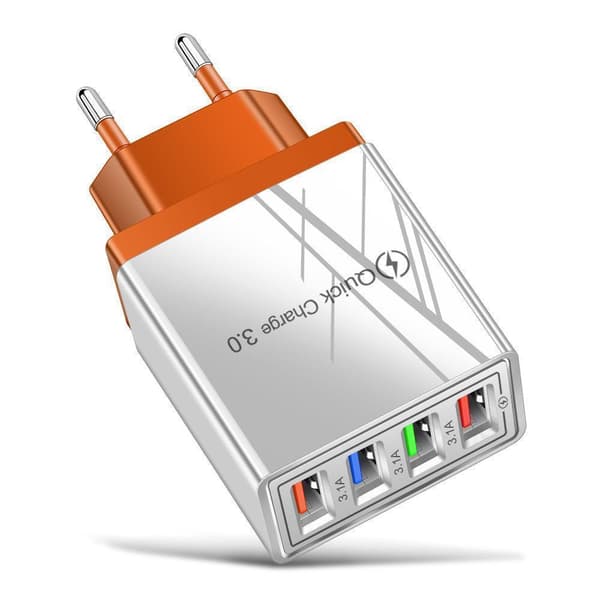 Veggadapter med 4 LED-porter oransje One-size