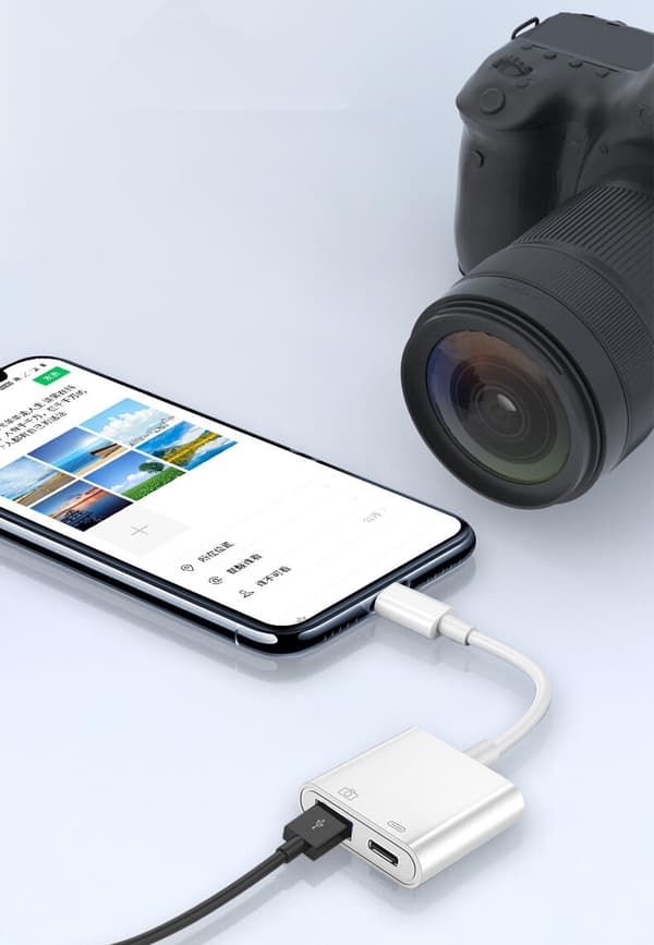 SiGN USB-C till USB-C & USB Kamera Adapter 5V, 1A - Vit