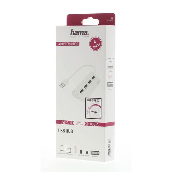 HAMA Hub USB-A 2.0 4x Porttia 480 Mbit/s Valkoinen