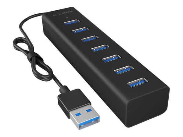 ICY BOX IB-HUB1700-U3 - Hubb - 7 x SuperSpeed USB 3.0 - skrivbordsmodell