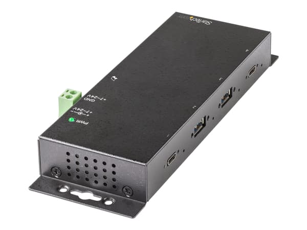 StarTech.com 4-port USB C-hubb 10 Gbps - Industriell USB-C-hubb i metall - 2x USB-C & 2x USB-A - ESD-överspänningsskydd - USB-C eller USB-A-v