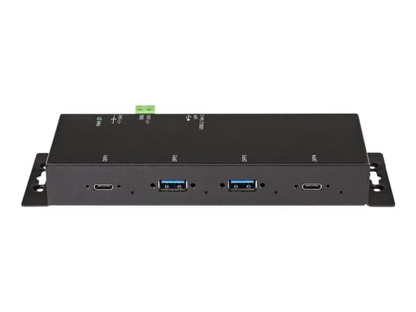 StarTech.com 4-port USB C-hubb 10 Gbps - Industriell USB-C-hubb i metall - 2x USB-C & 2x USB-A - ESD-överspänningsskydd - USB-C eller USB-A-v