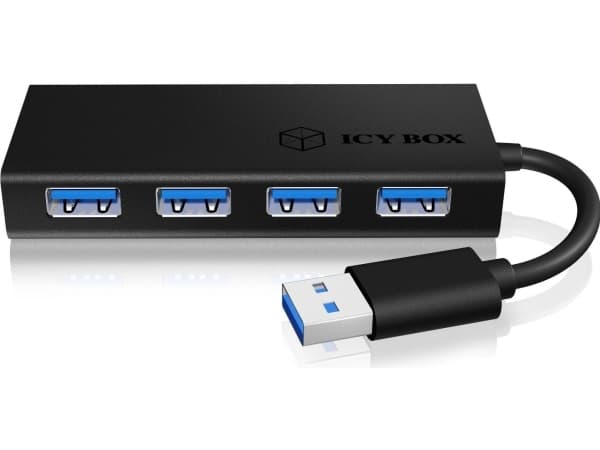 ICY BOX IB-AC6104-B - Hubb - 4 x SuperSpeed USB 3.0 - skrivbordsmodell