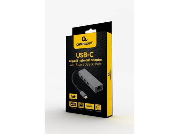 Cablexpert A-CMU3-LAN-01 - Hub - 3 x USB 3.1 Gen 1 + 1 x 10/100/1000 - stasjonær