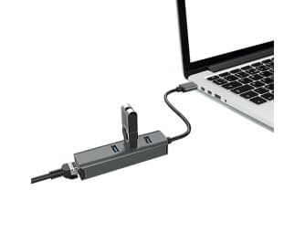 Vakoss TC-4502X, USB 3.2 Gen 1 (3.1 Gen 1) Type-A, RJ-45, USB 3.2 Gen 1 (3.1 Gen 1) Type-A, 5000 Mbit/s, Svart, Gjuten aluminium, Snabb Ethernet