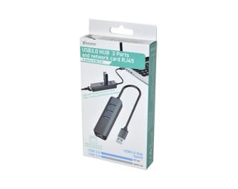 Vakoss TC-4502X, USB 3.2 Gen 1 (3.1 Gen 1) Type-A, RJ-45, USB 3.2 Gen 1 (3.1 Gen 1) Type-A, 5000 Mbit/s, Svart, Gjuten aluminium, Snabb Ethernet