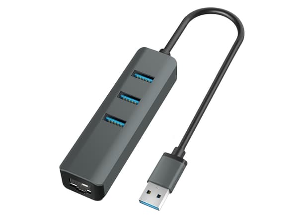 Vakoss TC-4502X, USB 3.2 Gen 1 (3.1 Gen 1) Type-A, RJ-45, USB 3.2 Gen 1 (3.1 Gen 1) Type-A, 5000 Mbit/s, Svart, Gjuten aluminium, Snabb Ethernet