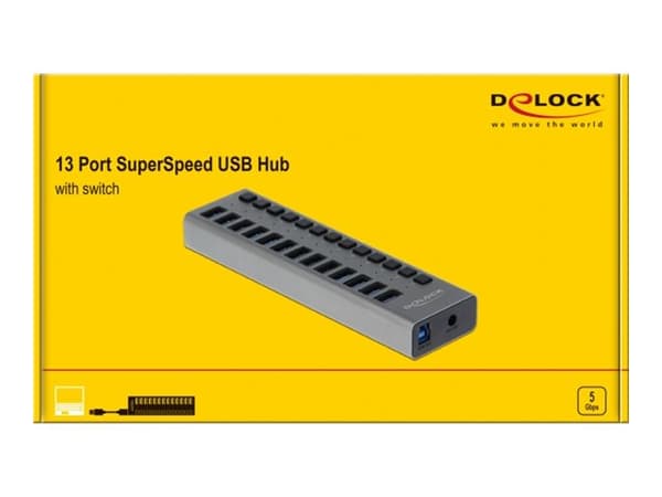 Delock - Hubb - 13 x SuperSpeed USB 3.0 - skrivbordsmodell