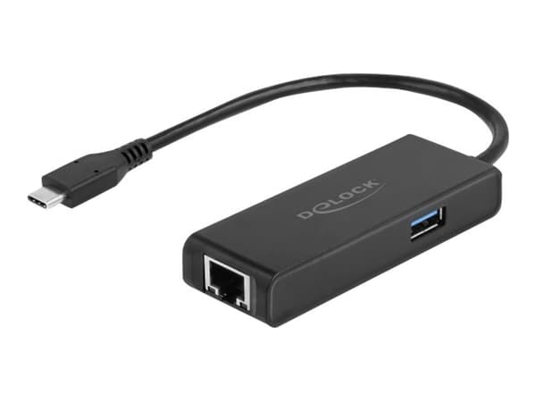 Delock - Nettverksadapter - USB-C 3.2 Gen 1 - 2.5GBase-T x 1 + USB 3.2 Gen 1 x 1 - svart