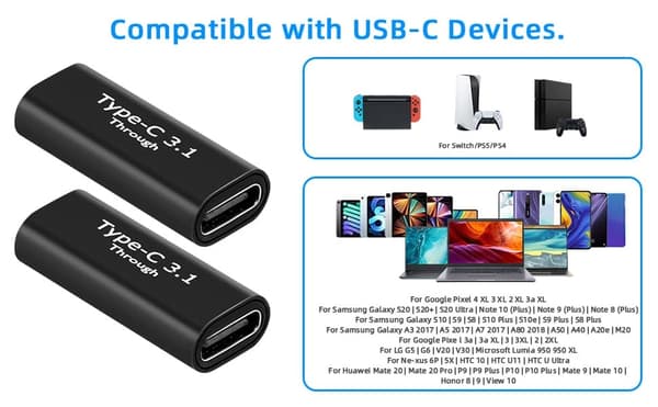NÖRDIC USB C 3.1 sukupuolenvaihtaja, naaras–naaras USB Type C 3.1 -sovitin