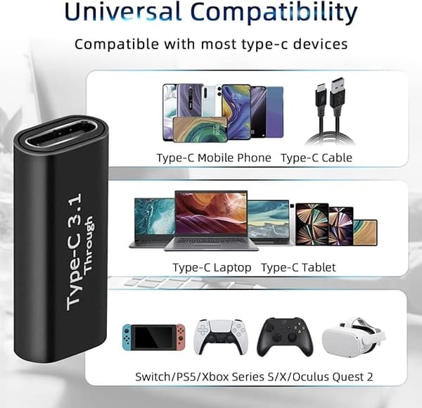 NÖRDIC USB C 3.1 sukupuolenvaihtaja, naaras–naaras USB Type C 3.1 -sovitin