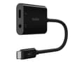 Miniatyrbilde 3 av 5: Belkin RockStar - USB-C til hodetelefonjakk / ladeadapter - 24 pin USB-C hann til 24 pin USB-C, minijakk hunn - 19.6 cm - USB Power Delivery (60W)