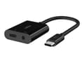Miniatyrbilde 1 av 5: Belkin RockStar - USB-C til hodetelefonjakk / ladeadapter - 24 pin USB-C hann til 24 pin USB-C, minijakk hunn - 19.6 cm - USB Power Delivery (60W)