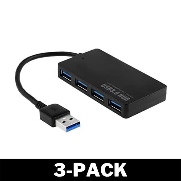 USB 3.0 Hub 4x USB High-Speed Korkeintaan 5 Gbps Musta 3-Pack