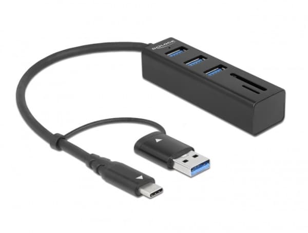 Delock - Hubb - 3 x USB 3.2 Gen 1 + 1 x USB-C 3.2 Gen 1 - skrivbordsmodell