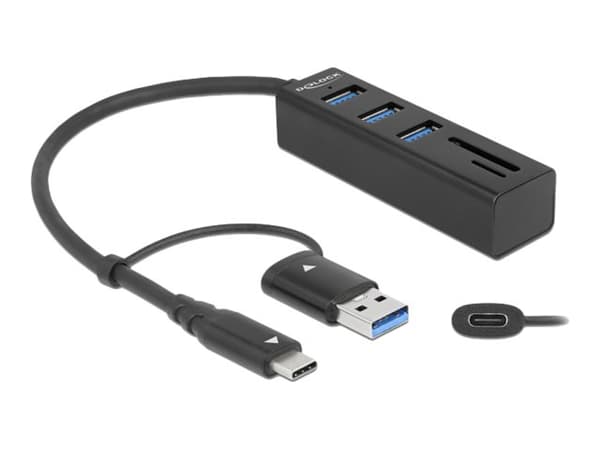 Delock - Hubb - 3 x USB 3.2 Gen 1 + 1 x USB-C 3.2 Gen 1 - skrivbordsmodell