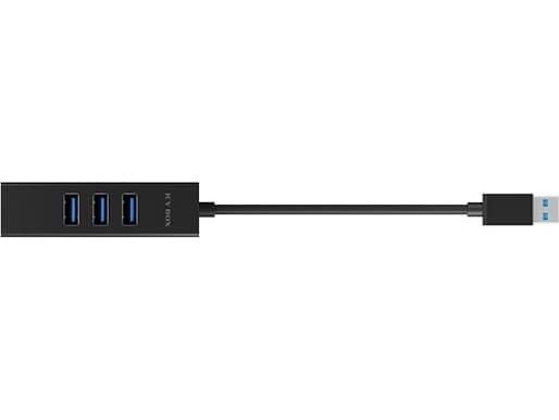 ICY BOX IB-HUB1419-LAN, USB 3.2 Gen 1 (3.1 Gen 1) Type-A, RJ-45, USB 3.2 Gen 1 (3.1 Gen 1) Type-A, 5000 Mbit/s, Sort, Alumiini, Gigabit Ethernet