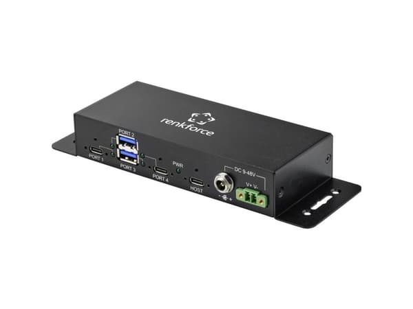 Renkforce RF-4679566 USB 3.0-hubb med 2+2 portar Metallhölje, väggmontering Svart