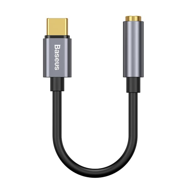Baseus L54 USB-C - 3,5 mm Sovitin Tummanharmaa