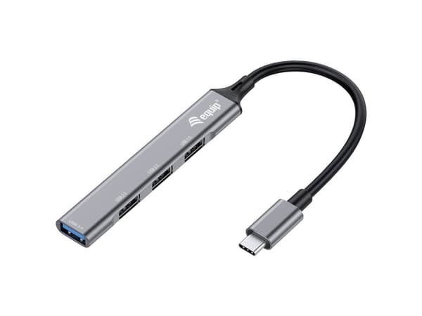Equip 128961, USB 3.2 Gen 1 (3.1 Gen 1) Type-C, USB 2.0, USB 3.2 Gen 1 (3.1 Gen 1) Type-A, 5000 Mbit/s, Svart, Grå, Gjuten aluminium, 0,15 m