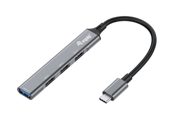 Equip 128961, USB 3.2 Gen 1 (3.1 Gen 1) Type-C, USB 2.0, USB 3.2 Gen 1 (3.1 Gen 1) Type-A, 5000 Mbit/s, Svart, Grå, Gjuten aluminium, 0,15 m