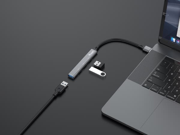 Equip 128960, USB 3.2 Gen 1 (3.1 Gen 1) Type-A, USB 2.0, USB 3.2 Gen 1 (3.1 Gen 1) Type-A, 5000 Mbit/s, Svart, Grå, Gjuten aluminium, 0,15 m