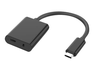 MicroConnect - USB-C til hodetelefonjakk / ladeadapter - 24 pin USB-C hann til 24 pin USB-C, minijakk hunn - svart - USB Power Delivery (100 W)