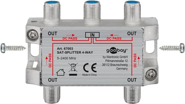 Firedobbel bryter for satellittsignaler