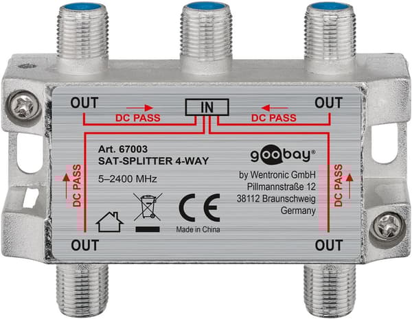 Firedobbel bryter for satellittsignaler
