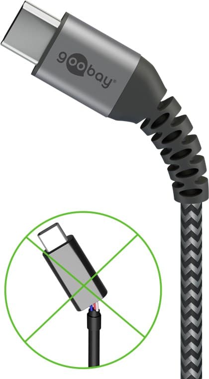 USB-C ™ til USB-A Tekstilkabel med metallplugger (Space grå / sølv) 1 m