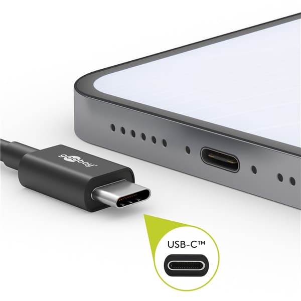 USB-C ™ til USB-A Tekstilkabel med metallplugger (Space grå / sølv) 1 m
