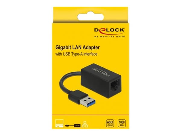Delock - Nätverksadapter - USB 3.2 Gen 1 - Gigabit Ethernet x 1 - svart