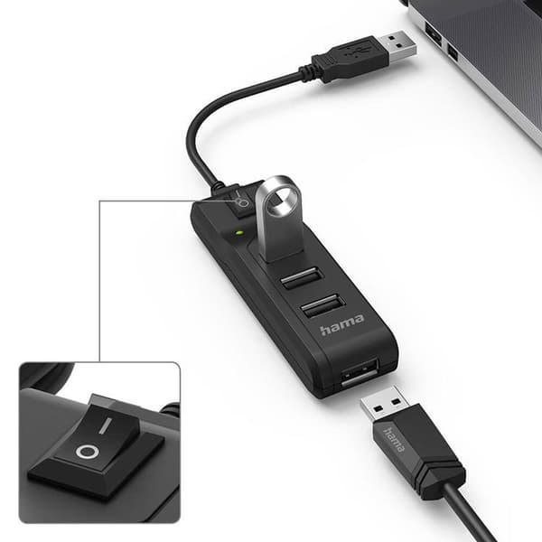 Hama Hub USB-A 2.0 Switch 4x Portar 480 Mbit/s - Svart
