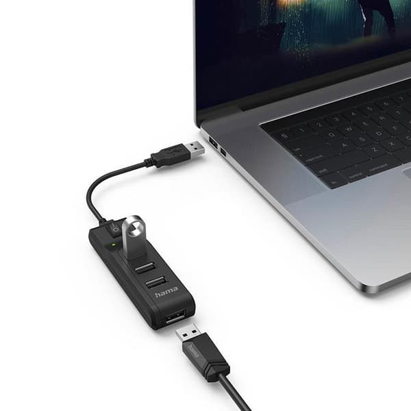 Hama Hub USB-A 2.0 Switch 4x Portar 480 Mbit/s - Svart