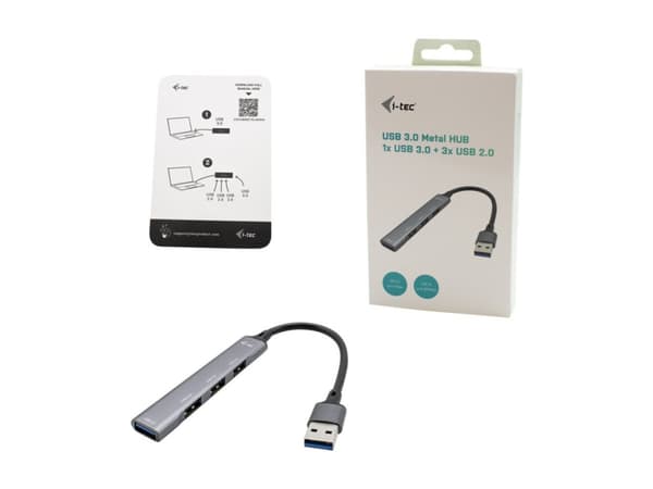 i-Tec USB 3.0 Metal HUB - Hub - 1 x SuperSpeed USB 3.0 + 3 x USB 2.0 - skrivbord