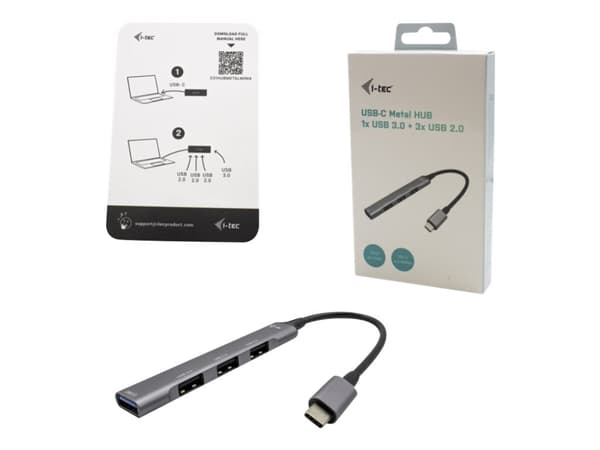 i-Tec - Hubb - 1 x SuperSpeed USB 3.0 + 3 x USB 2.0 - skrivbordsmodell