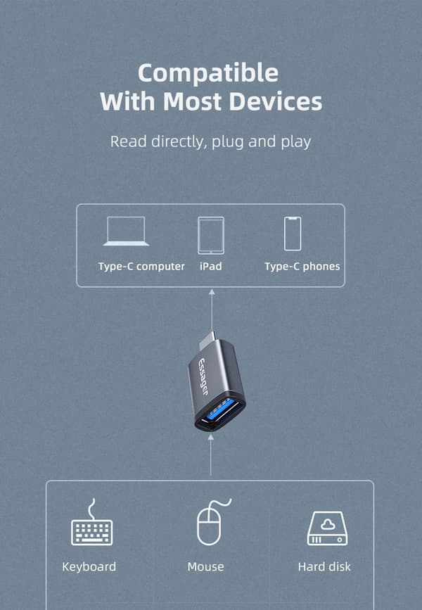 USB C till USB-adapter dataöverföring med hög hastighet, USB-C hane till USB 3.0