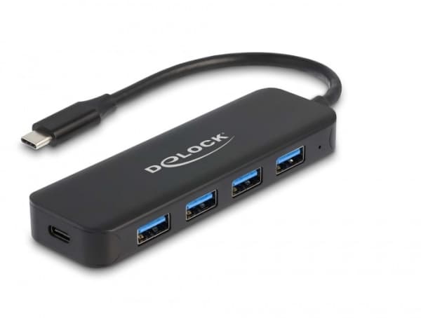Delock - Hubb - 4 x USB 3.2 Gen 1 + 1 x USB-C (strömleverans) - skrivbordsmodell