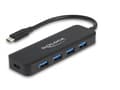 Miniatyrbild 2 av 5: Delock - Hubb - 4 x USB 3.2 Gen 1 + 1 x USB-C (strömleverans) - skrivbordsmodell