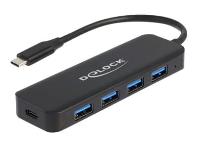 Delock - Hubb - 4 x USB 3.2 Gen 1 + 1 x USB-C (strömleverans) - skrivbordsmodell